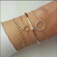 alliage de zinc Set de bracelet, Placage, pour femme & avec strass, doré, Vendu par fixé