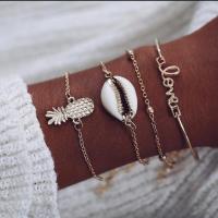 Zinc Alloy Bracelet Set, with Shell, plated, for woman, golden 