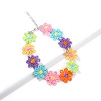 Cloth Choker Necklace, plated & for woman, multi-colored 