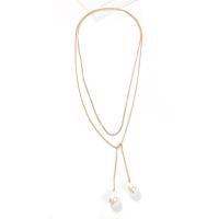 Zinc Alloy Sweater Chain Necklace, with Plastic Pearl, plated, Double Layer & for woman, golden Approx 50.1 Inch 