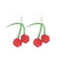 Resin Drop Earring, Cherry, plated, for woman, red 