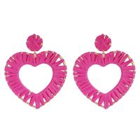 Zinc Alloy Drop Earring, with Rafi Straw, Heart, plated, for woman 