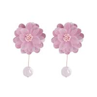 Plastic Pearl Zinc Alloy Earring, with Cloth & Plastic Pearl, Flower, plated, for woman 