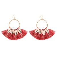 Zinc Alloy Tassel Earring, with Cotton Thread & Shell, plated, for woman 