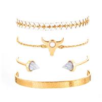 Zinc Alloy Bracelet Set, bracelet, with turquoise, plated, 4 pieces & for woman, golden, 70mm,80mm,65mm,73mm 