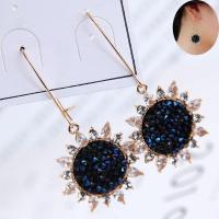 Zinc Alloy Drop Earring, with Cubic Zirconia, gold color plated, for woman, 50*23mm 