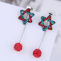 Zinc Alloy Rhinestone Drop Earring, with Rhinestone, stainless steel post pin, plated, for woman & with rhinestone, 42*7*15mm 