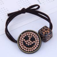 Ponytail Holder, Rubber Band, with Acrylic, plated, for woman & with rhinestone, 28mm,leopard13mm 