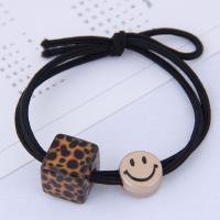Ponytail Holder, Rubber Band, with Acrylic, plated, for woman 11mm,leopard13mm 