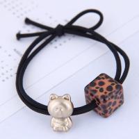 Ponytail Holder, Rubber Band, with Acrylic, plated, for woman, 16*10mm,leopard13mm 