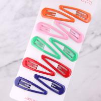 Hair Snap Clips, Zinc Alloy, with enamel, plated, for woman, Random Color, 48*15mm 