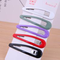 Hair Snap Clips, Zinc Alloy, with enamel, plated, for woman, Random Color, 77*20mm 