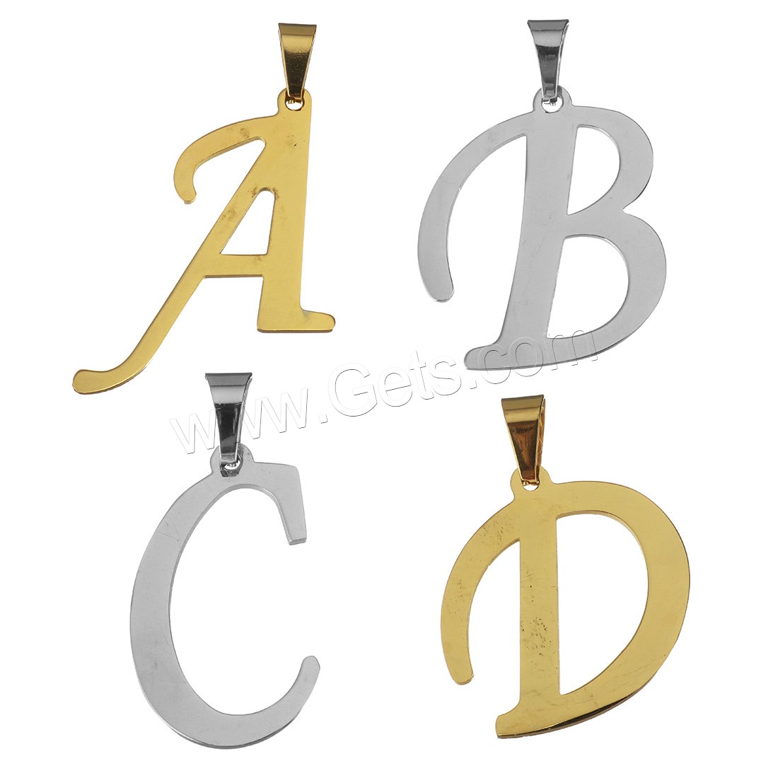 Pendentif de lettre en acier inoxydable, Lettre d’alphabet, styles différents pour le choix, plus de couleurs à choisir, Vendu par PC