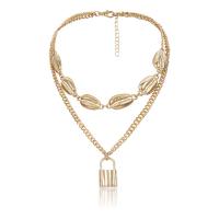 Zinc Alloy Necklace, with 100mm extender chain, Shell, plated, double link chain & for woman 330mm 