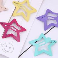 Hair Snap Clips, Zinc Alloy, Star, plated, for woman, 32mm 