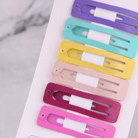 Hair Snap Clips, Zinc Alloy, Rectangle, plated, for woman, mixed colors, 48*13mm 