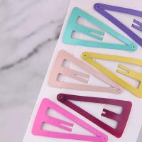 Hair Snap Clips, Zinc Alloy, Triangle, plated, for woman, mixed colors, 47*23mm 