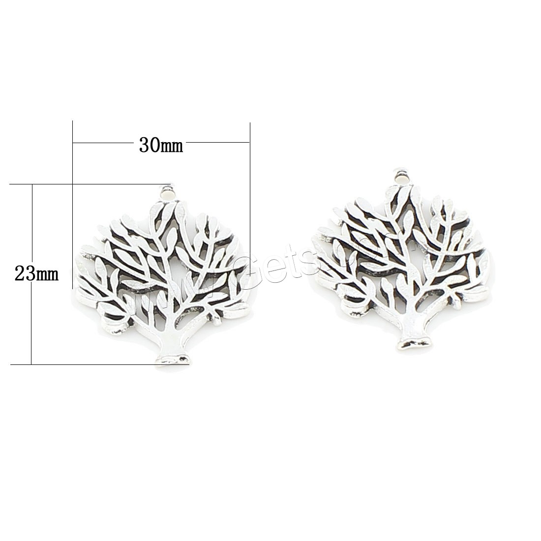 Bijoux pendentifs en Zinc alliage , alliage de zinc, arbre, Placage, plus de couleurs à choisir, 30x23x2mm, Trou:Environ 2mm, Environ 165PC/sac, Vendu par sac