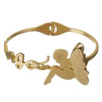 Stainless Steel Bangle, Butterfly, gold color plated, with letter pattern & for woman, 26mm, Inner Approx 