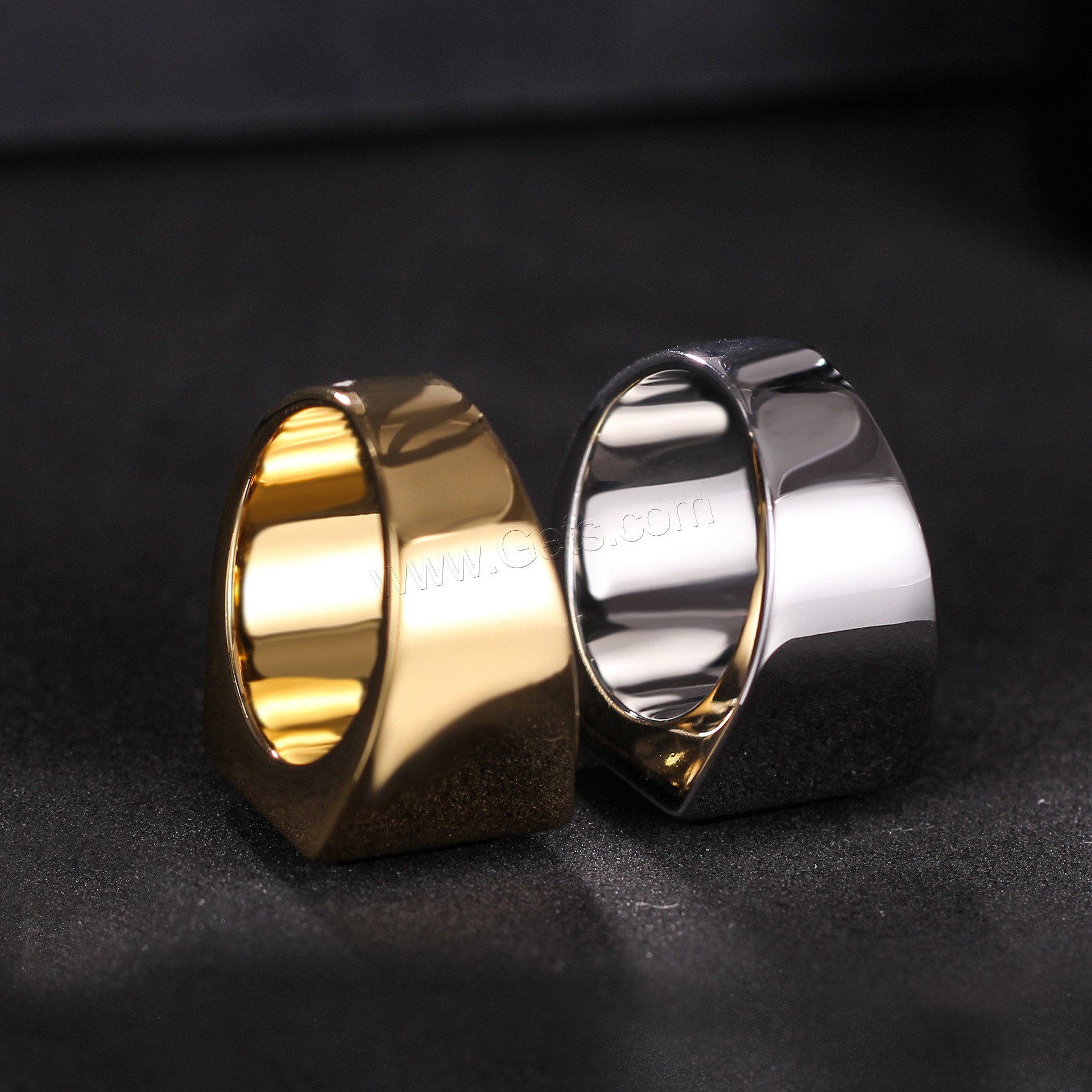 Titanium Steel Finger Ring, with Gemstone, Square, plated, different size for choice & for man, more colors for choice, 15mm, US Ring Size:7-12, Sold By PC