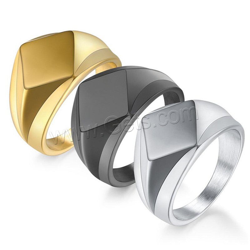 Titanium Steel Finger Ring, Rhombus, plated, different size for choice & for man, more colors for choice, 18mm, US Ring Size:7-12, Sold By PC