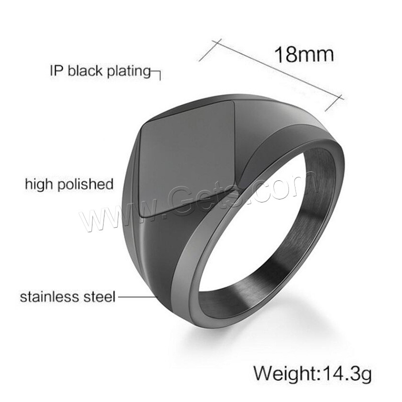 Titan Stahl Fingerring, Titanstahl, Rhombus, plattiert, verschiedene Größen vorhanden & für den Menschen, keine, 18mm, Größe:7-12, verkauft von PC