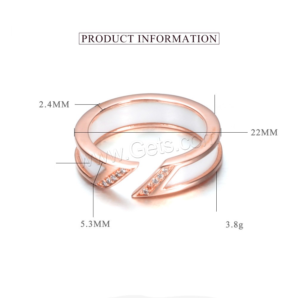 Titanium Steel Finger Ring, Stainless Steel, with Porcelain, Donut, plated, different size for choice & different styles for choice & micro pave cubic zirconia & for woman, 5.3mm, 2.4mm, 22mm, US Ring Size:6-10, Sold By PC