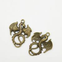 Zinc Alloy Animal Pendants, Dragon, antique bronze color plated Approx 2.5mm 