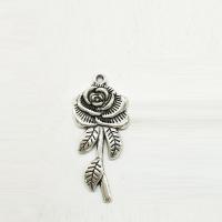 Zinc Alloy Flower Pendants, Rose, antique silver color plated Approx 2mm 