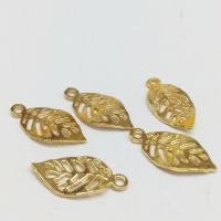 Zinc Alloy Leaf Pendants, gold color plated, hollow Approx 2mm 