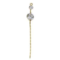 Brass Earring Drop Component, micro pave cubic zirconia, gold Approx 0.5mm 