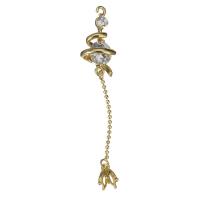 Brass Earring Drop Component, open & micro pave cubic zirconia, gold 0.5mm Approx 1mm 