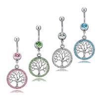 Stainless Steel Belly Ring, 316 Stainless Steel, Unisex & with rhinestone 5MM*1.6*11MM 