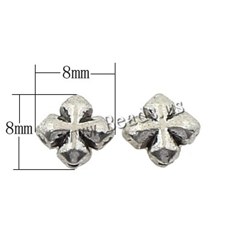 Zinc Alloy Jewelry Beads, Cross, plated, more colors for choice, 8x8x4mm, 1000PCs/Bag, Sold By Bag
