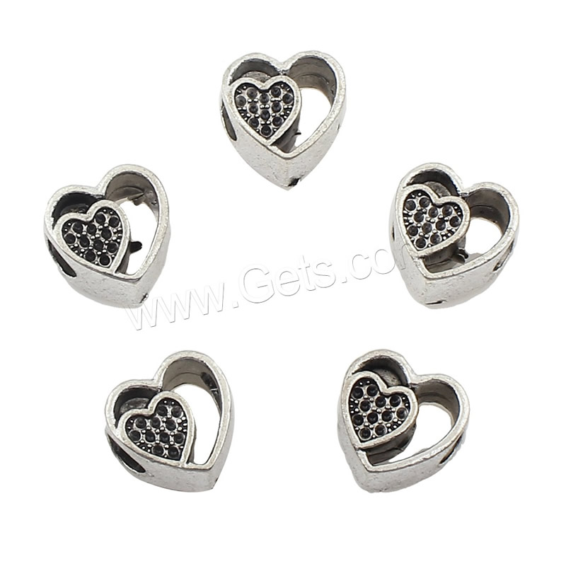 Zinc Alloy Heart Beads, plated, more colors for choice, 12x12x8mm, Approx 166PCs/Bag, Sold By Bag