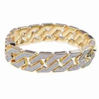 Zinc Alloy Rhinestone Bracelets, gold color plated, for woman & with rhinestone, 190mm 