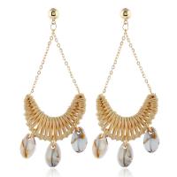 Seashell Earrings, Zinc Alloy, with Straw & Shell, stainless steel post pin, plated, for woman, 115*54mm 