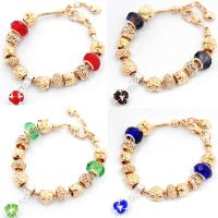 Zinc Alloy European Bracelets, with Crystal, gold color plated, snake chain & for woman & with rhinestone Approx 7.4 Inch 