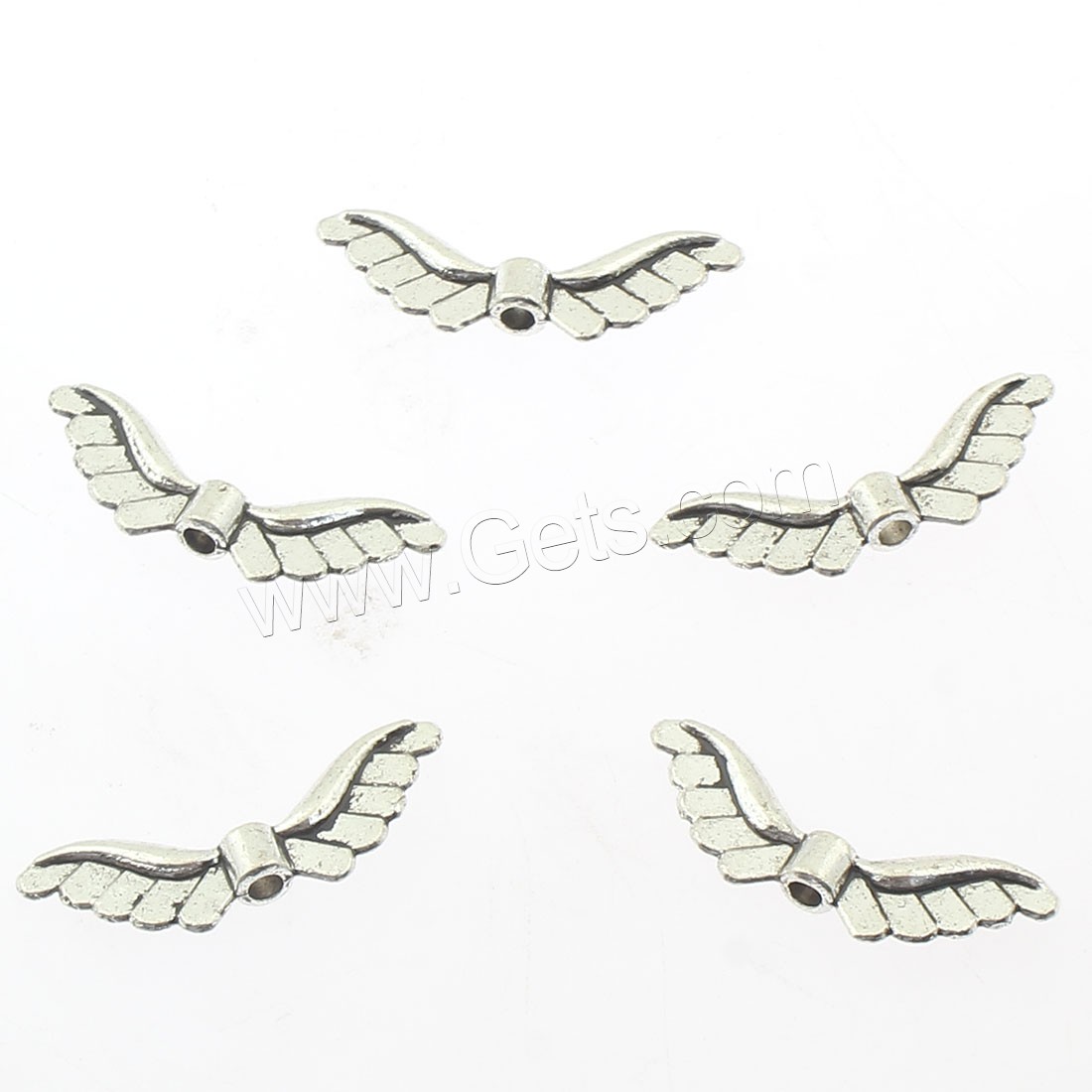 Zinc Alloy Angel Wing Beads, Wing Shape, plated, more colors for choice, 23x8mm, Hole:Approx 2mm, Approx 832PCs/Bag, Sold By Bag