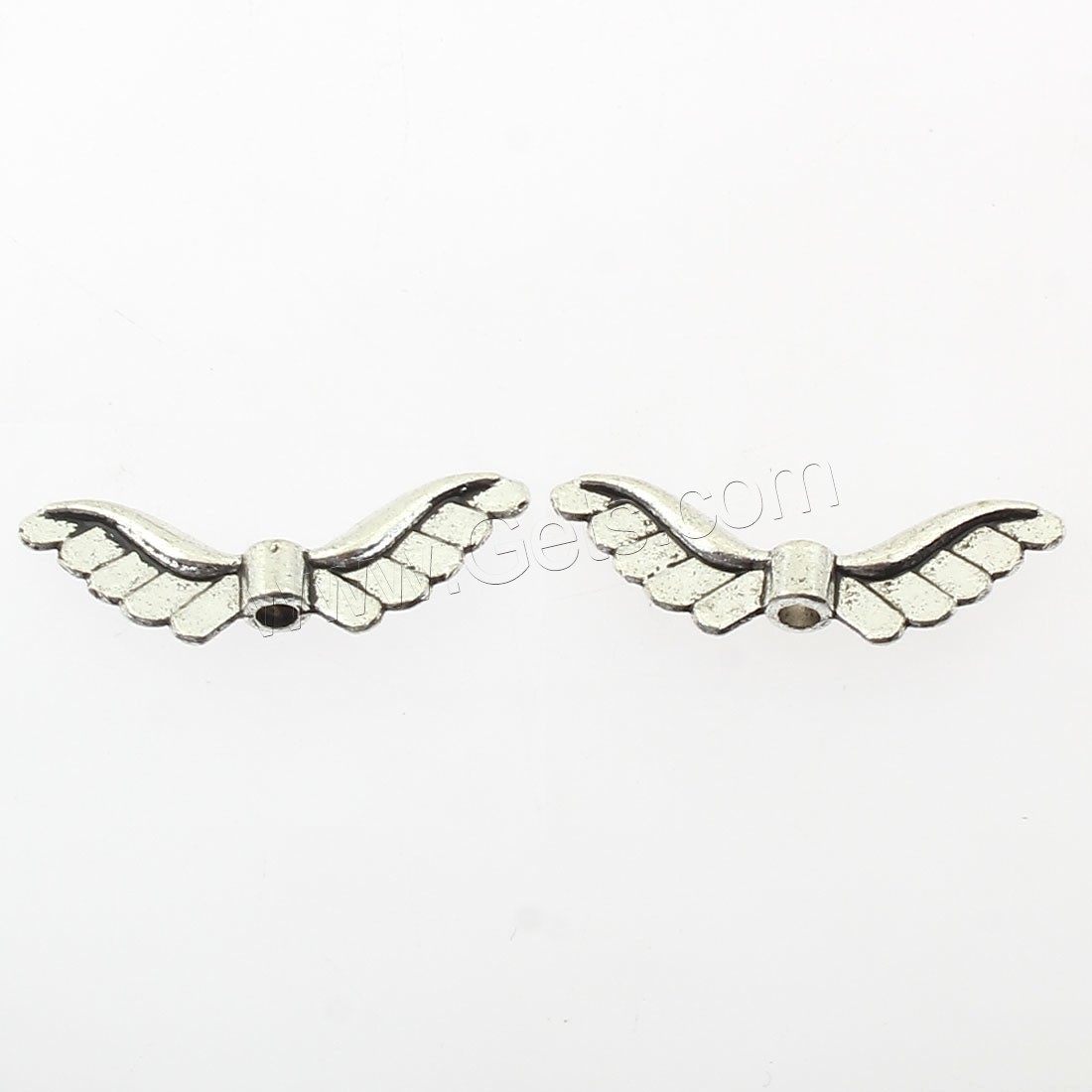 Zink-Legierung -Engels-Flügel Beads, Zinklegierung, Flügelform, plattiert, keine, 23x8mm, Bohrung:ca. 2mm, ca. 832PCs/Tasche, verkauft von Tasche
