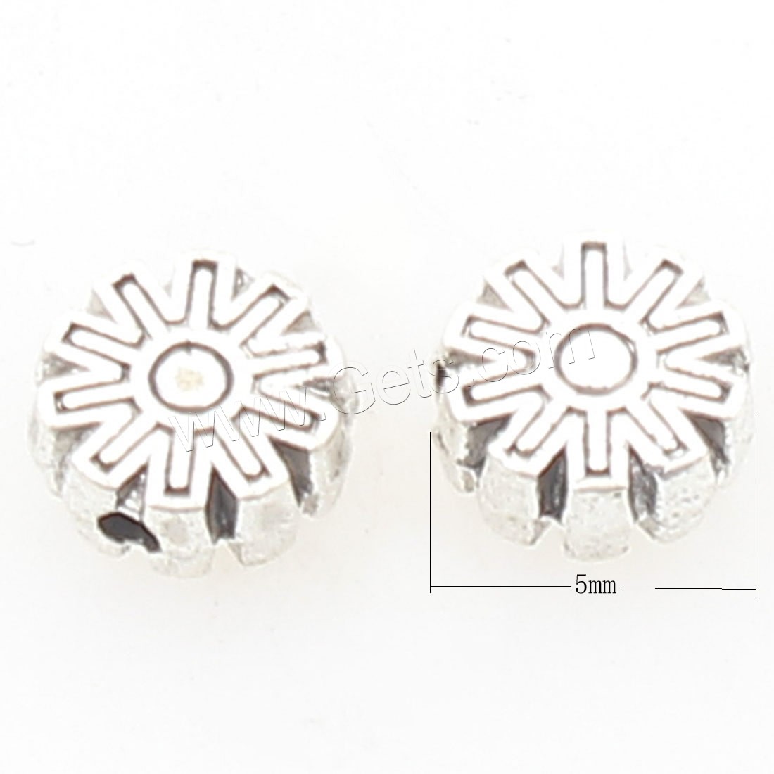 Zinc Alloy Jewelry Beads, antique silver color plated, 5x5x2mm, Hole:Approx 1mm, Approx 1784PCs/Bag, Sold By Bag