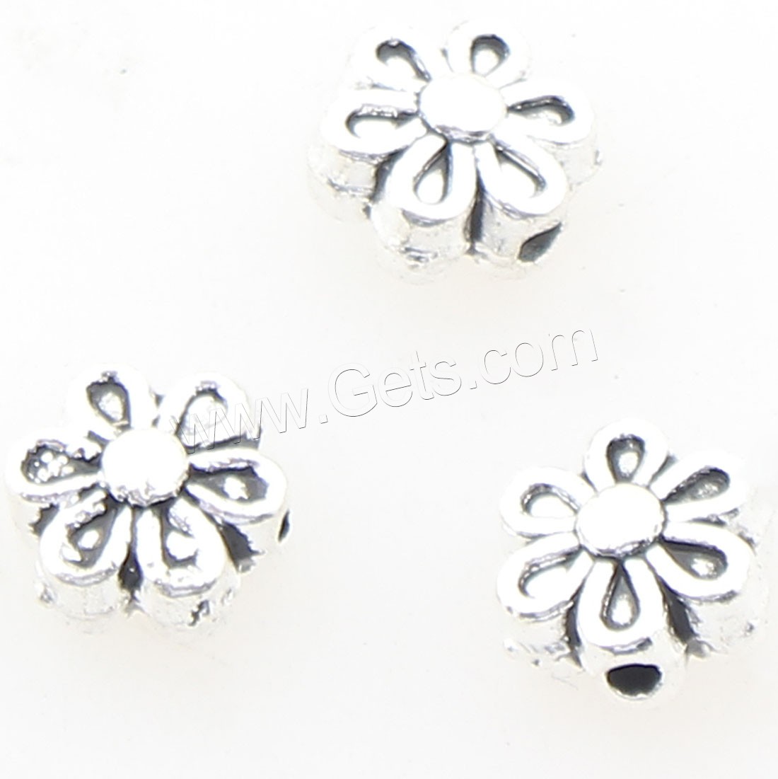 Zinc Alloy Flower Beads, antique silver color plated, 6x6mm, Hole:Approx 1mm, Approx 1190PCs/Bag, Sold By Bag