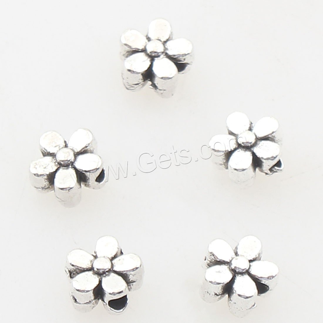 Perles en alliage de zinc de fleur, Plaqué de couleur d'argent, 5x5x3mm, Trou:Environ 1mm, Environ 2500PC/sac, Vendu par sac