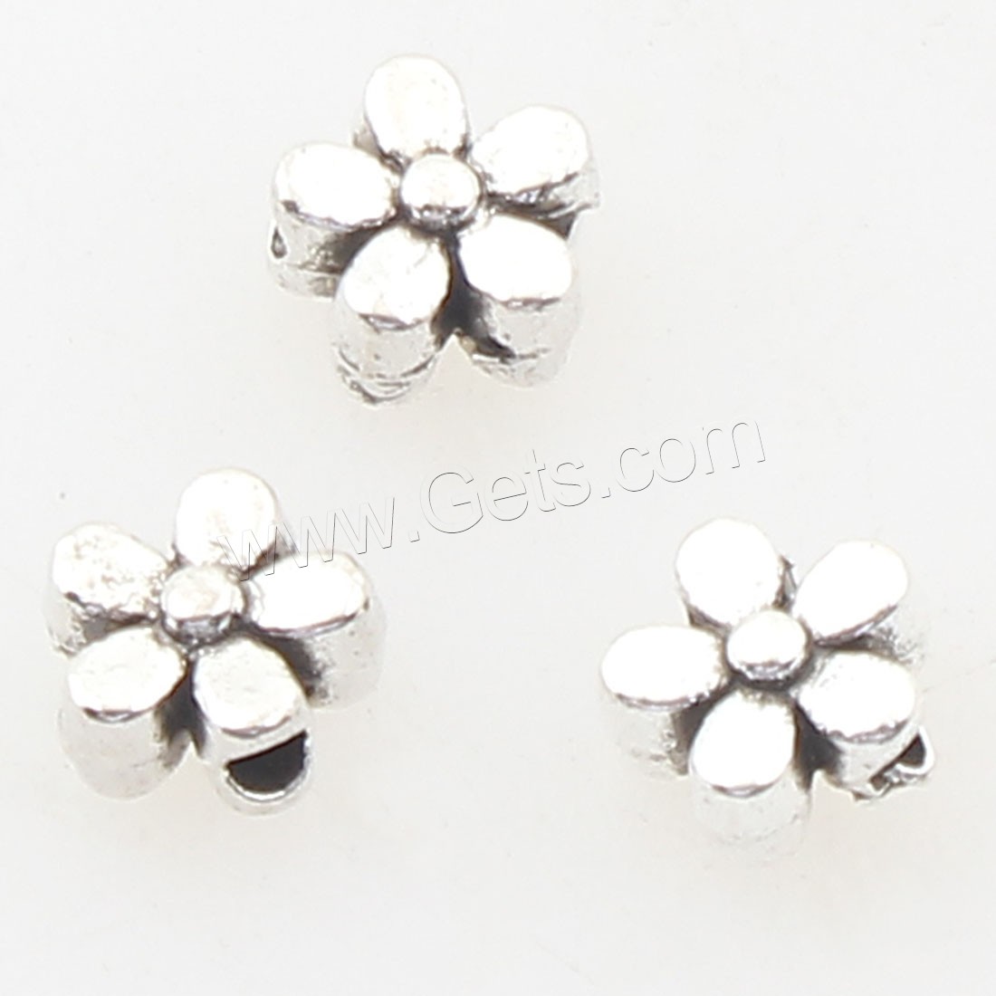 Perles en alliage de zinc de fleur, Plaqué de couleur d'argent, 5x5x3mm, Trou:Environ 1mm, Environ 2500PC/sac, Vendu par sac