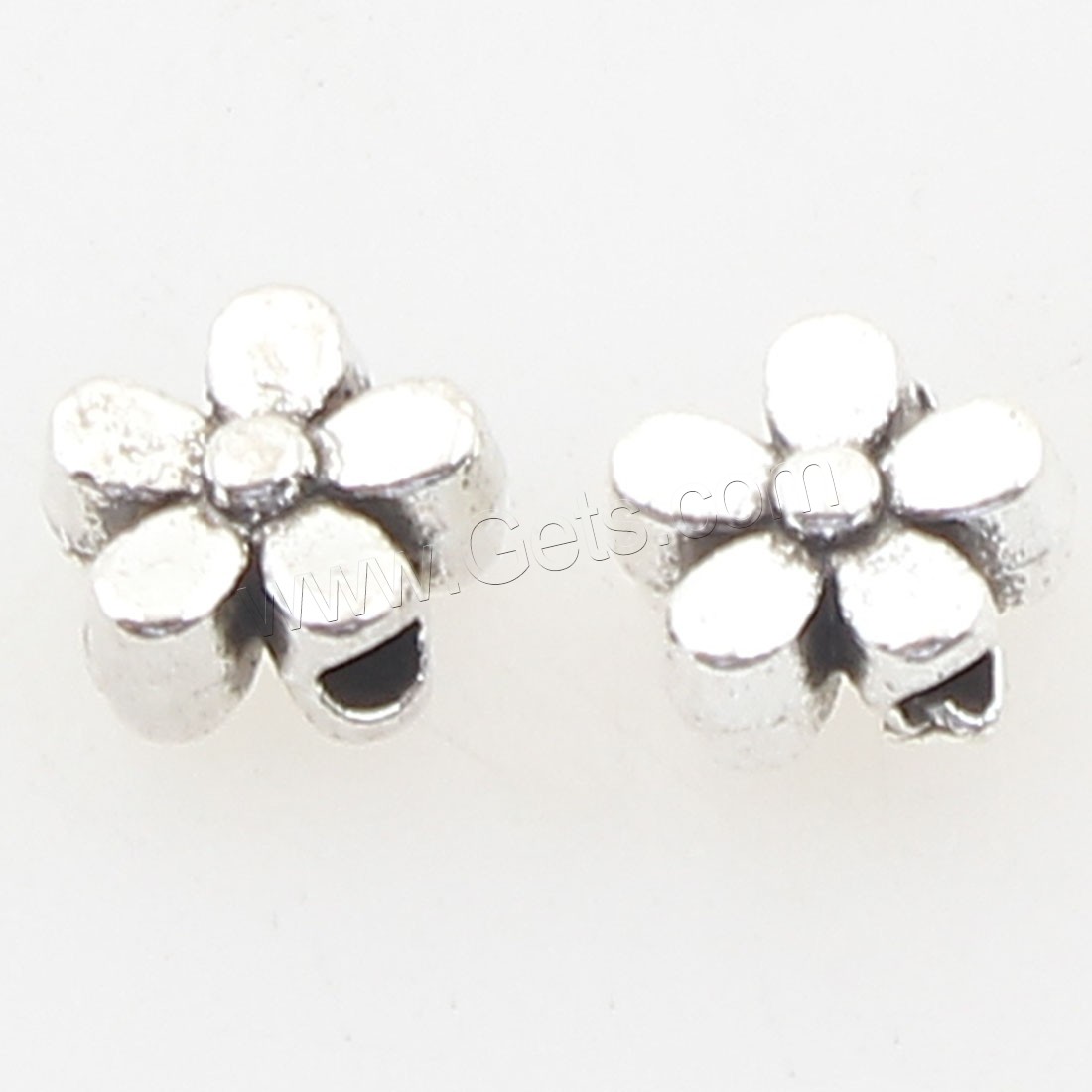 Zinc Alloy Flower Beads, antique silver color plated, 5x5x3mm, Hole:Approx 1mm, Approx 2500PCs/Bag, Sold By Bag