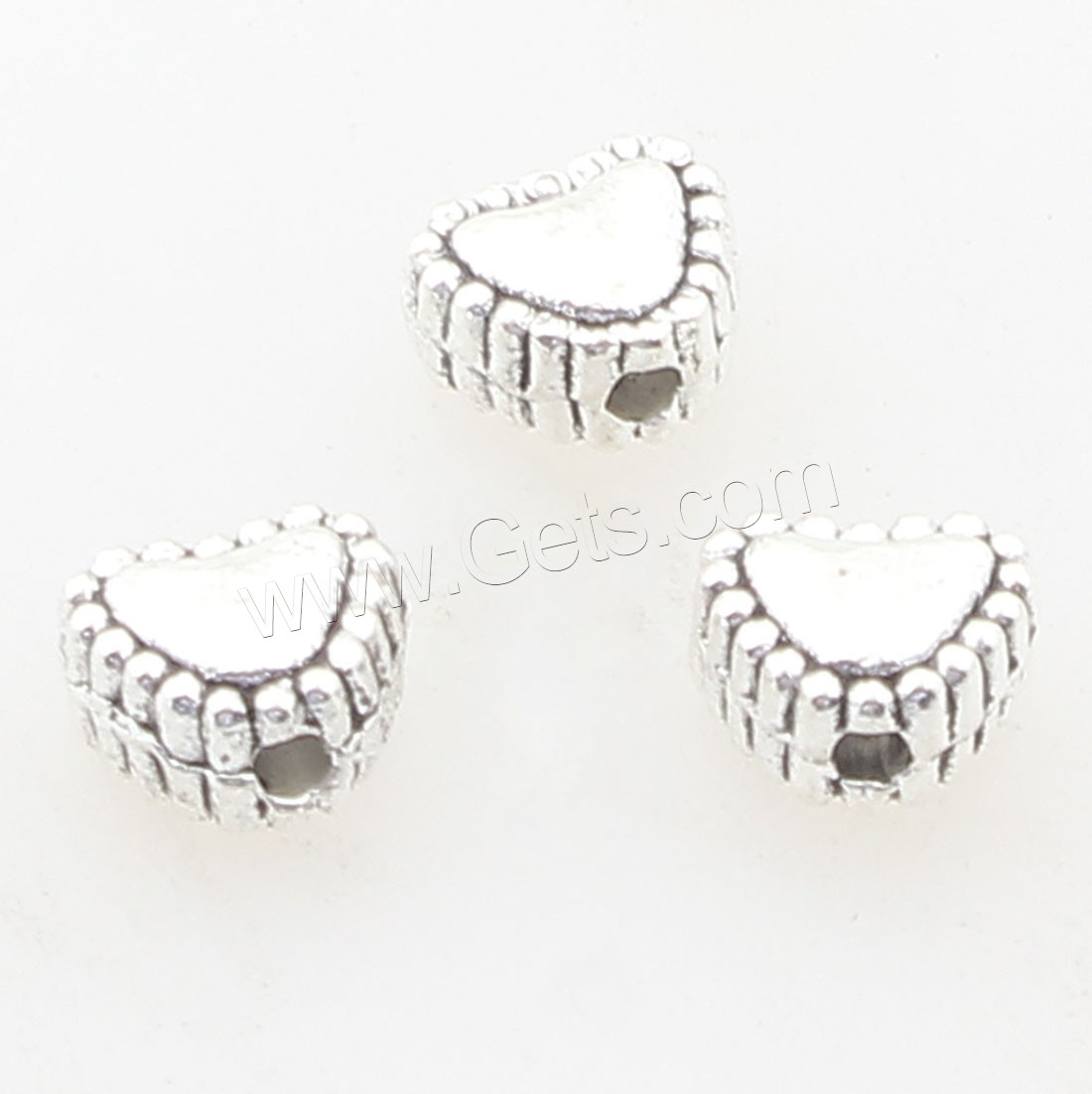 Zinc Alloy Heart Beads, antique silver color plated, 6x5mm, Hole:Approx 1mm, Approx 1110PCs/Bag, Sold By Bag