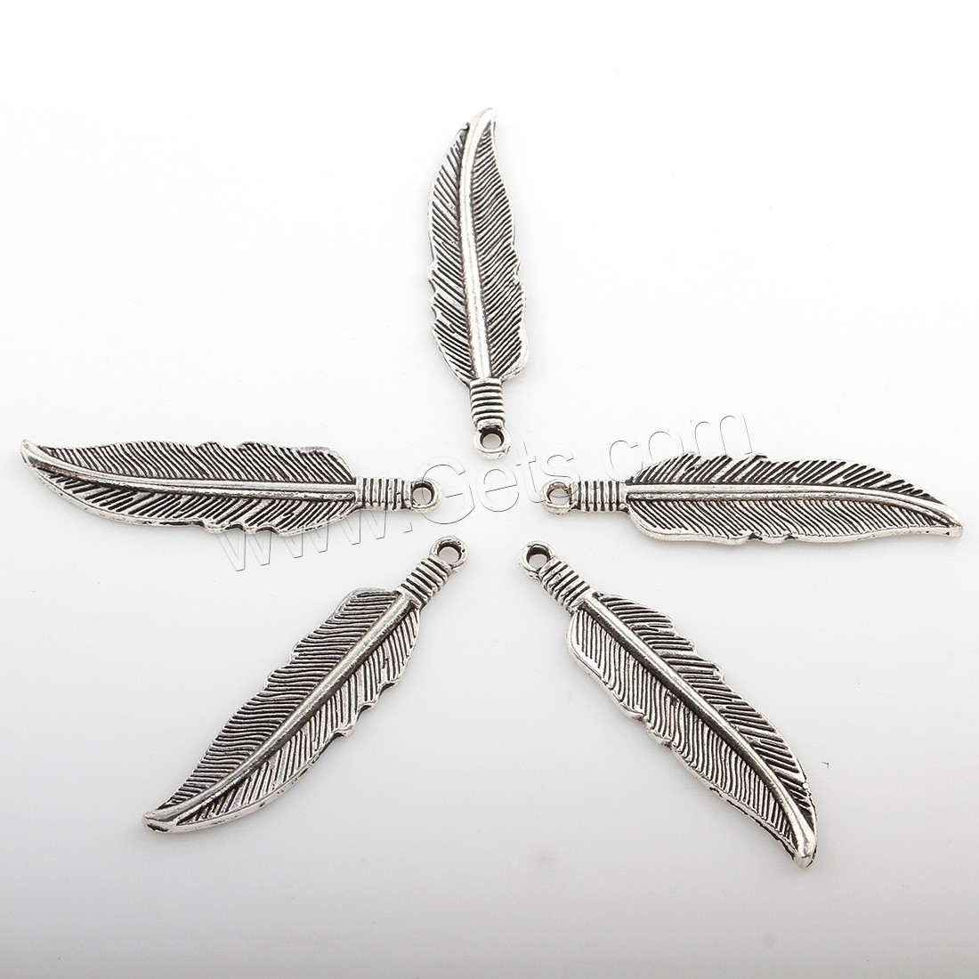 Zinc Alloy Feather Pendants, plated, more colors for choice, 10x41mm, Hole:Approx 2mm, Approx 177PCs/Bag, Sold By Bag