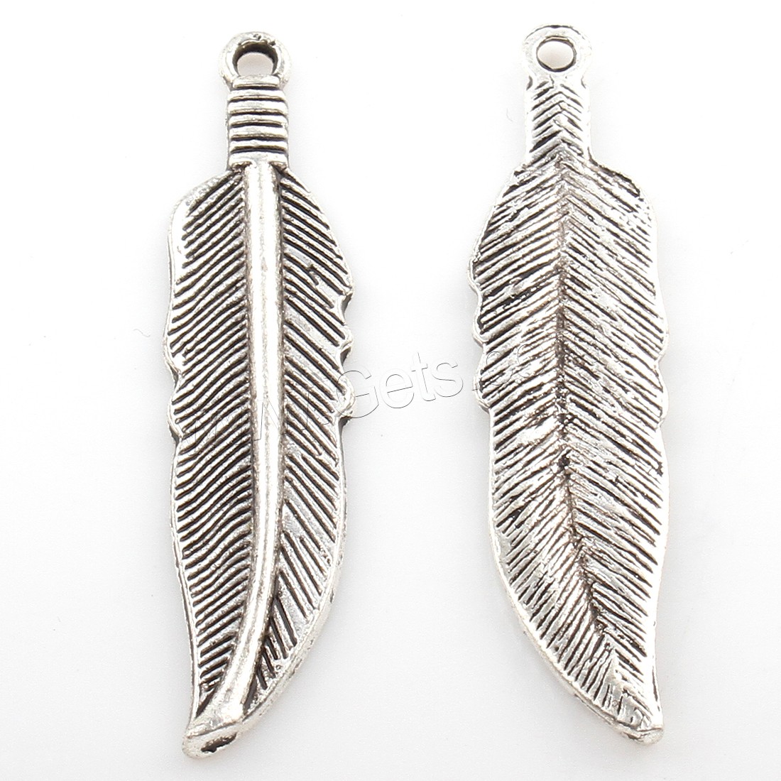 Zinc Alloy Feather Pendants, plated, more colors for choice, 10x41mm, Hole:Approx 2mm, Approx 177PCs/Bag, Sold By Bag