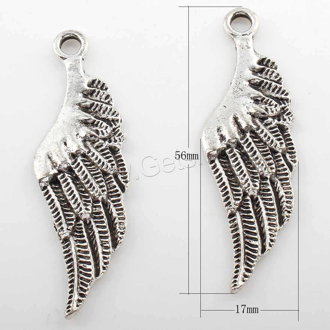 Wing Shaped Zinc Alloy Pendants, plated, more colors for choice, 17x56mm, Hole:Approx 3mm, Approx 86PCs/Bag, Sold By Bag