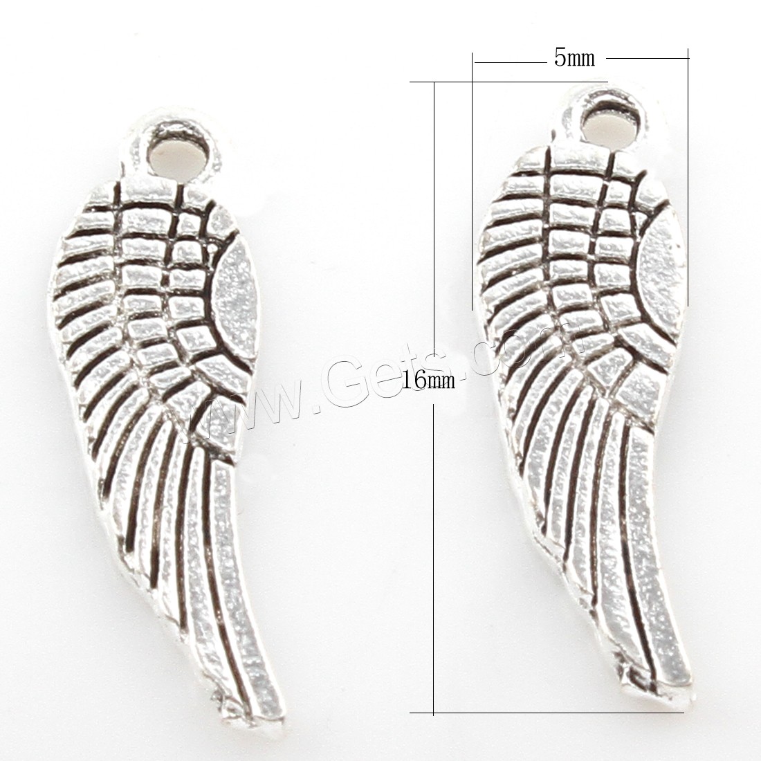 Wing Shaped Zinc Alloy Pendants, plated, more colors for choice, 5x16mm, Hole:Approx 1mm, Approx 1248PCs/Bag, Sold By Bag